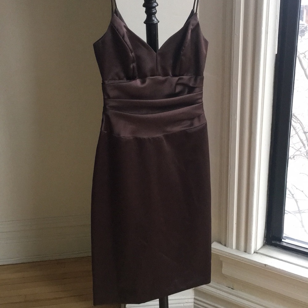 Nicole Miller brown satin midi dress